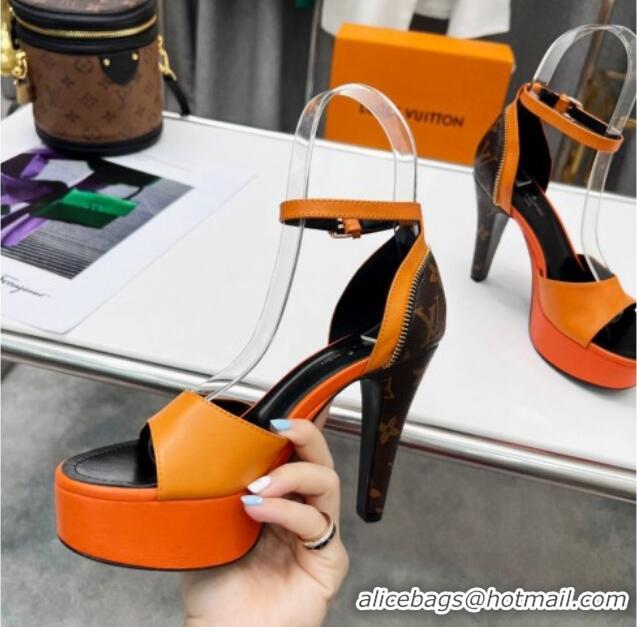 Popular Style Louis Vuitton Afterglow Platform Sandals with Zip 11.5cm Orange 052598