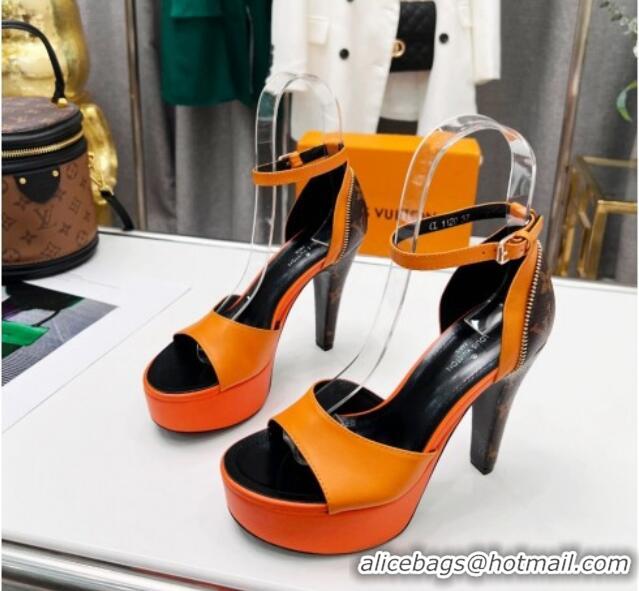 Popular Style Louis Vuitton Afterglow Platform Sandals with Zip 11.5cm Orange 052598