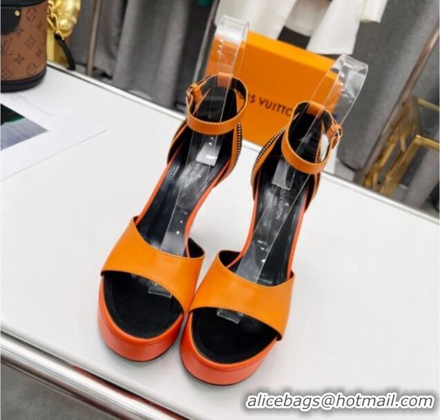 Popular Style Louis Vuitton Afterglow Platform Sandals with Zip 11.5cm Orange 052598