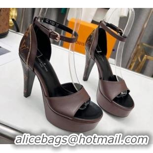 Cheap Price Louis Vuitton Afterglow Platform Sandals with Zip 11.5cm Dark Brown 0525102