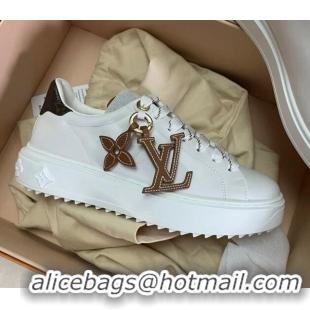 Charming Louis Vuitton Time Out Sneakers with Monogram Flower White/Brown 061703