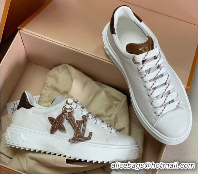 Charming Louis Vuitton Time Out Sneakers with Monogram Flower White/Brown 061703