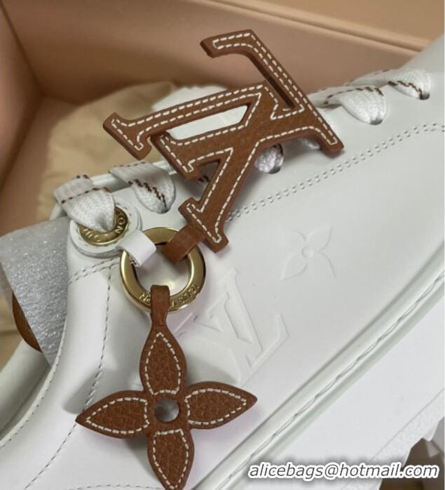 Charming Louis Vuitton Time Out Sneakers with Monogram Flower White/Brown 061703