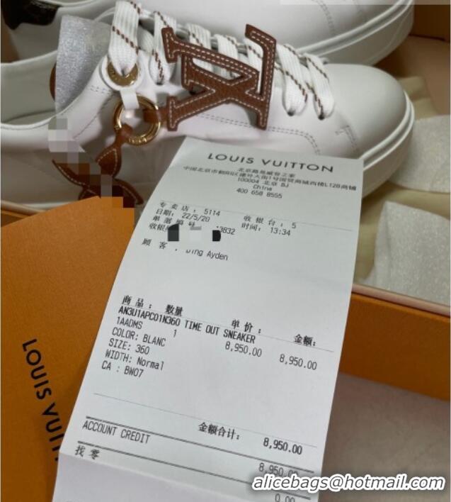 Charming Louis Vuitton Time Out Sneakers with Monogram Flower White/Brown 061703