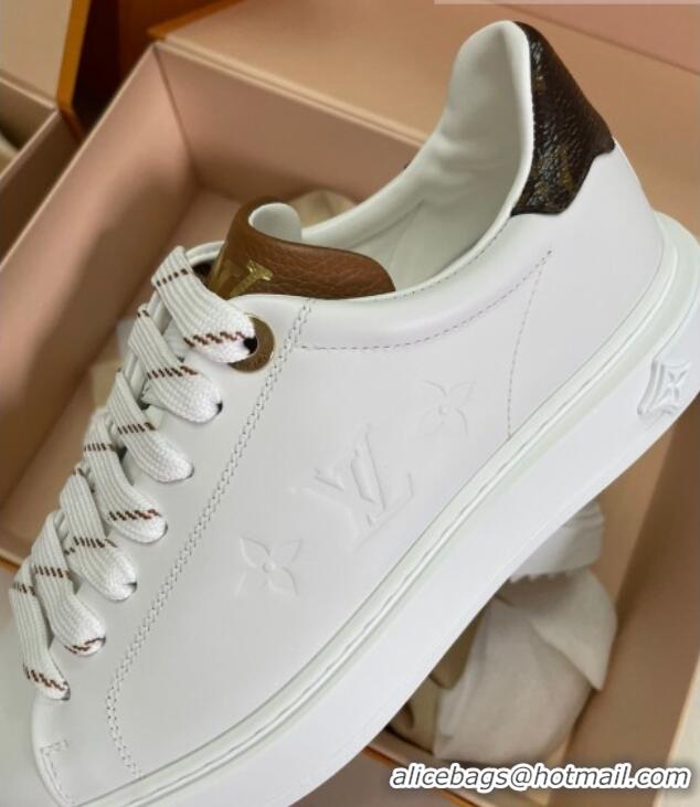 Charming Louis Vuitton Time Out Sneakers with Monogram Flower White/Brown 061703