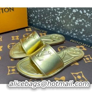 1:1 aaaaa Louis Vuitton Magnetic Flat Slide Sandals with LV Signature Gold 061704