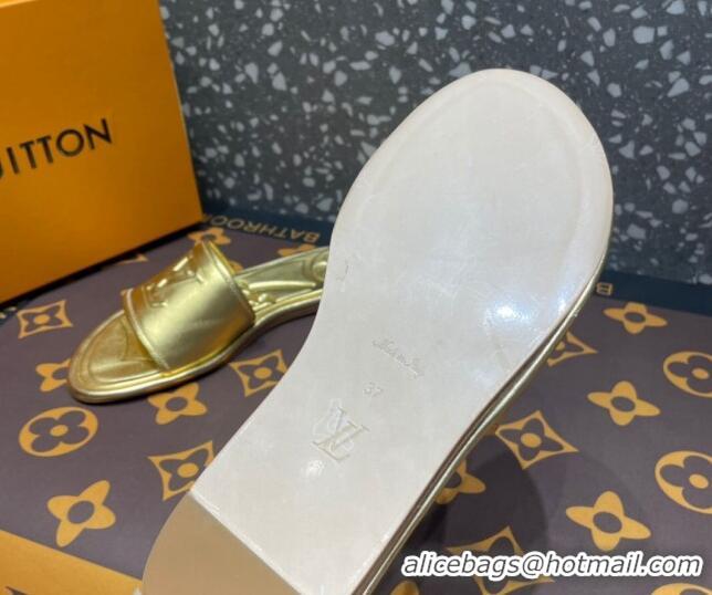 1:1 aaaaa Louis Vuitton Magnetic Flat Slide Sandals with LV Signature Gold 061704