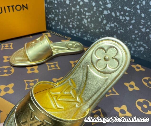 1:1 aaaaa Louis Vuitton Magnetic Flat Slide Sandals with LV Signature Gold 061704