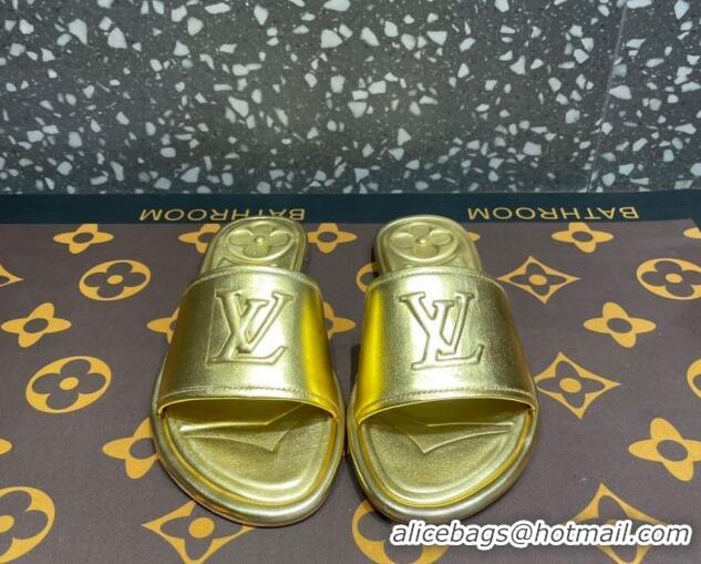 1:1 aaaaa Louis Vuitton Magnetic Flat Slide Sandals with LV Signature Gold 061704