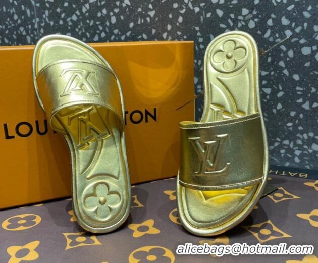 1:1 aaaaa Louis Vuitton Magnetic Flat Slide Sandals with LV Signature Gold 061704