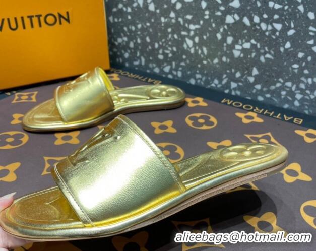 1:1 aaaaa Louis Vuitton Magnetic Flat Slide Sandals with LV Signature Gold 061704