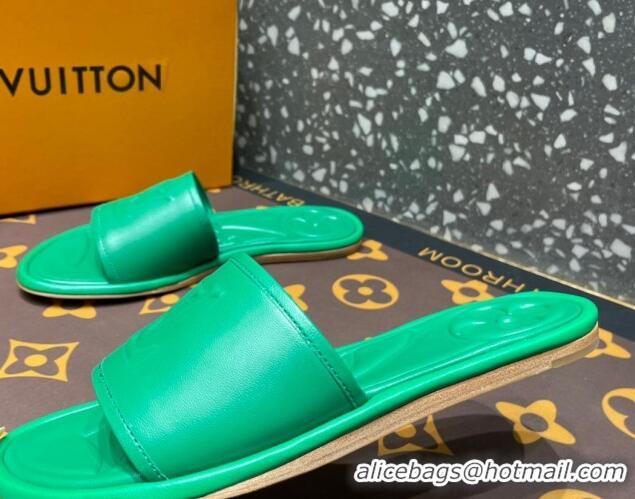 Stylish Louis Vuitton Magnetic Flat Slide Sandals with LV Signature Green 061706