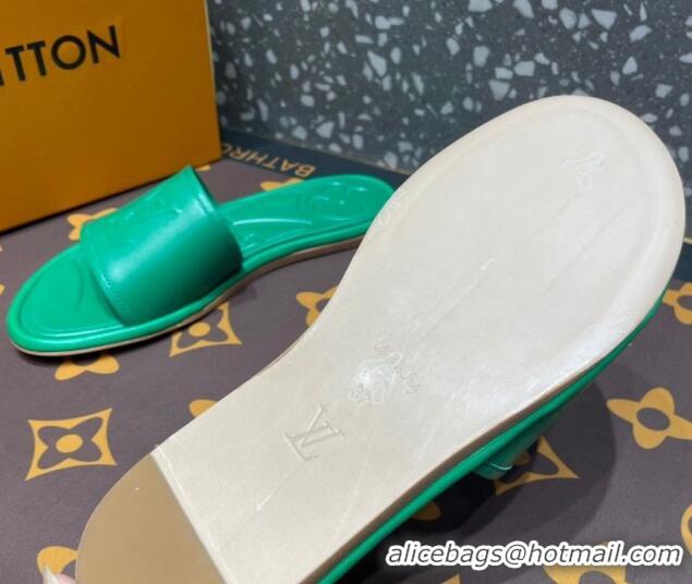 Stylish Louis Vuitton Magnetic Flat Slide Sandals with LV Signature Green 061706