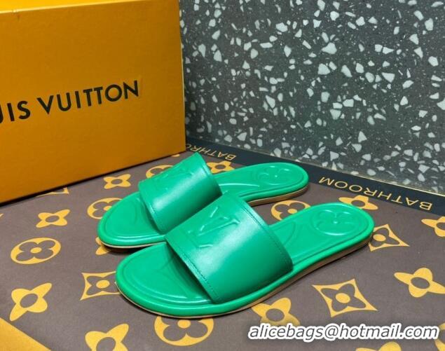 Stylish Louis Vuitton Magnetic Flat Slide Sandals with LV Signature Green 061706