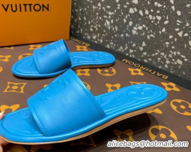 Sophisticated Louis Vuitton Magnetic Flat Slide Sandals with LV Signature Blue 061708