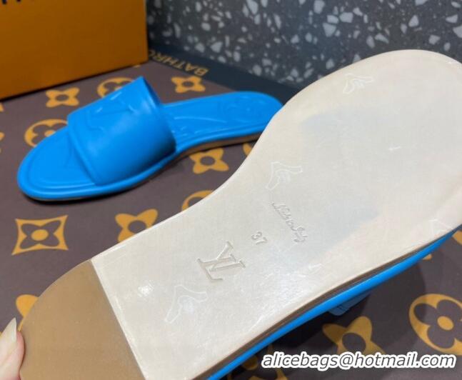 Sophisticated Louis Vuitton Magnetic Flat Slide Sandals with LV Signature Blue 061708