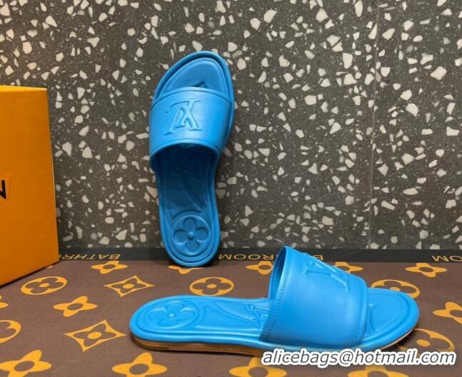 Sophisticated Louis Vuitton Magnetic Flat Slide Sandals with LV Signature Blue 061708