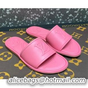 Hot Style Louis Vuitton Magnetic Flat Slide Sandals with LV Signature Pink 061710