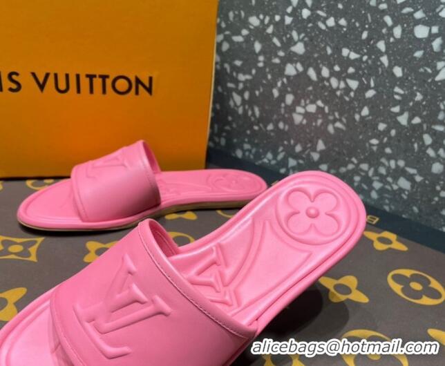 Hot Style Louis Vuitton Magnetic Flat Slide Sandals with LV Signature Pink 061710