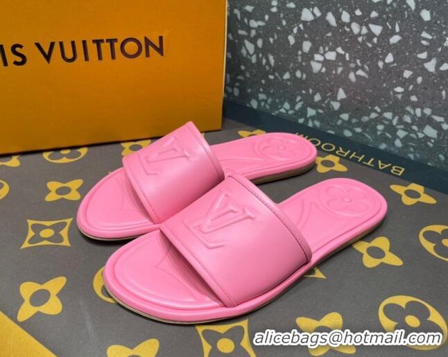 Hot Style Louis Vuitton Magnetic Flat Slide Sandals with LV Signature Pink 061710