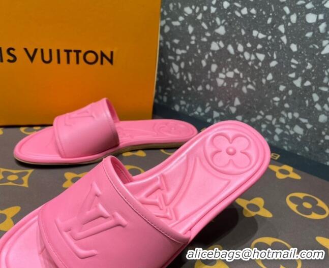 Hot Style Louis Vuitton Magnetic Flat Slide Sandals with LV Signature Pink 061710