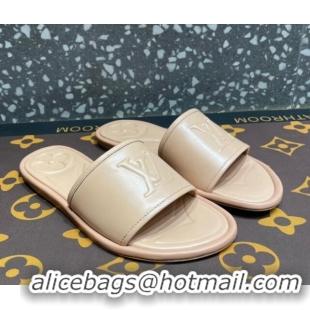 Discount Louis Vuitton Magnetic Flat Slide Sandals with LV Signature Beige 061711