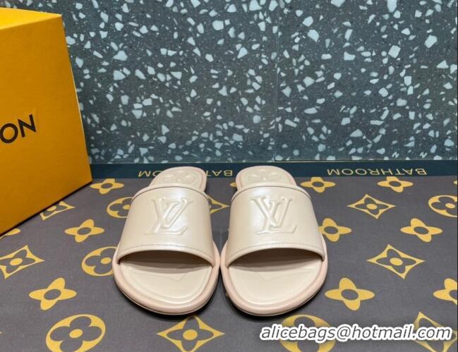 Discount Louis Vuitton Magnetic Flat Slide Sandals with LV Signature Beige 061711