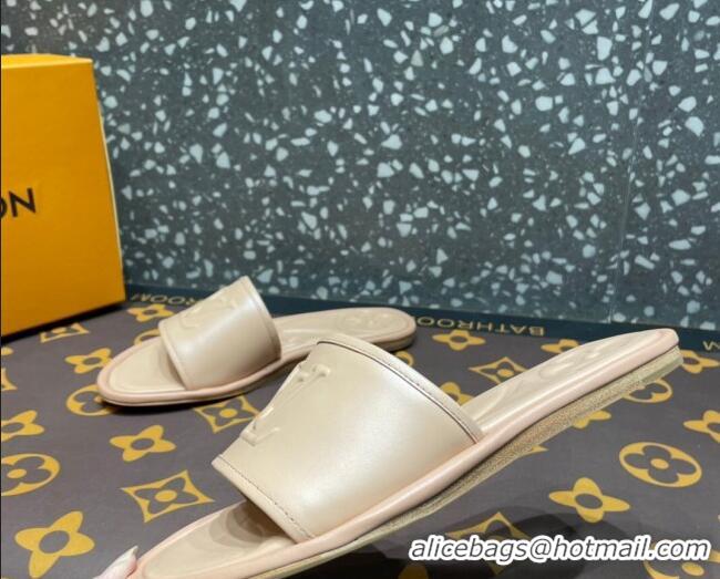 Discount Louis Vuitton Magnetic Flat Slide Sandals with LV Signature Beige 061711