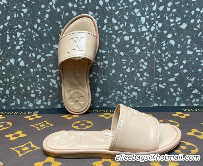 Discount Louis Vuitton Magnetic Flat Slide Sandals with LV Signature Beige 061711