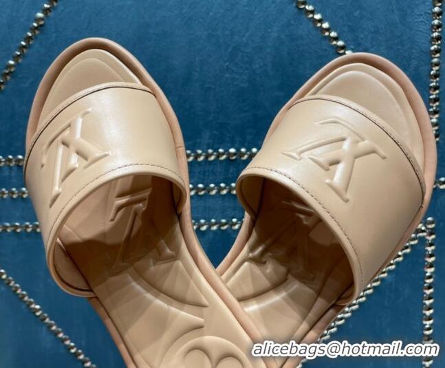 Discount Louis Vuitton Magnetic Flat Slide Sandals with LV Signature Beige 061711