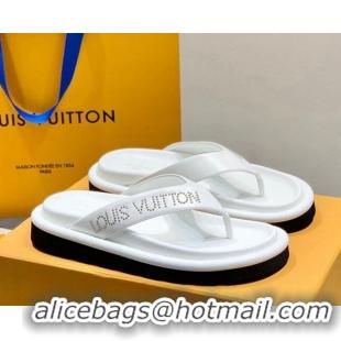 Cheap Price Louis Vuitton Pool Pillow Thong Flat Slide Sandals White 062001