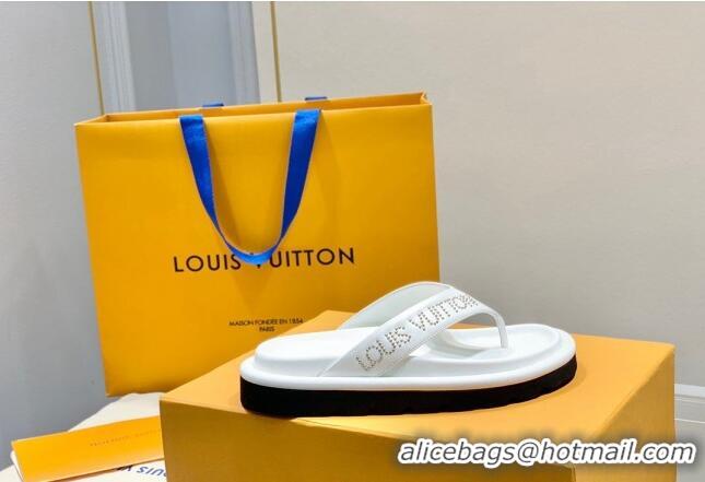 Cheap Price Louis Vuitton Pool Pillow Thong Flat Slide Sandals White 062001