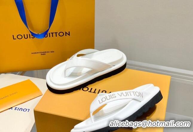 Cheap Price Louis Vuitton Pool Pillow Thong Flat Slide Sandals White 062001