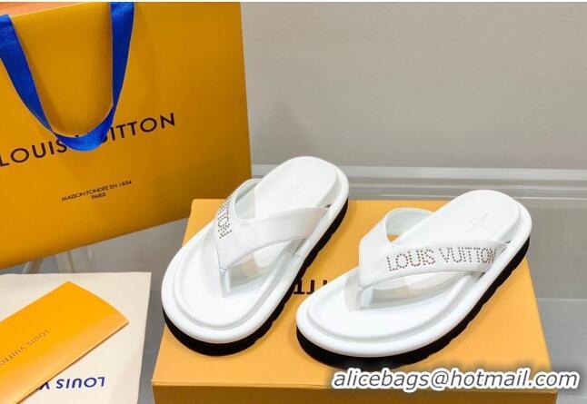 Cheap Price Louis Vuitton Pool Pillow Thong Flat Slide Sandals White 062001