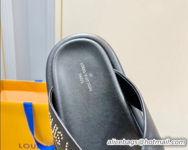 Low Cost Louis Vuitton Pool Pillow Thong Flat Slide Sandals Black 062002