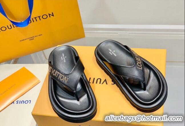 Low Cost Louis Vuitton Pool Pillow Thong Flat Slide Sandals Black 062002