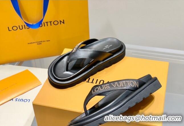 Low Cost Louis Vuitton Pool Pillow Thong Flat Slide Sandals Black 062002