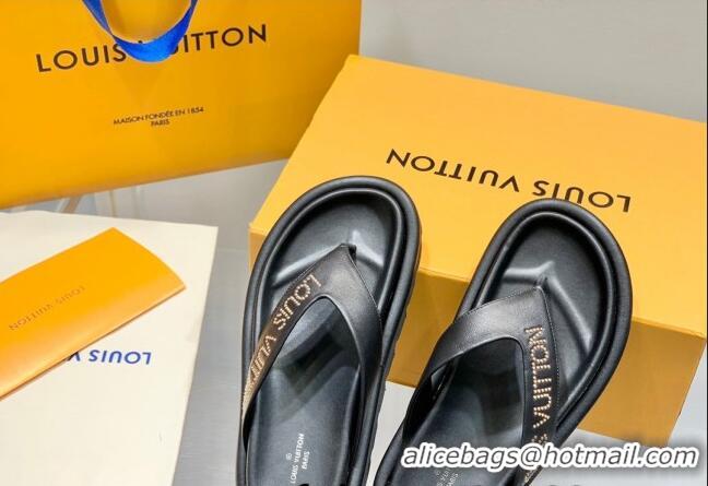 Low Cost Louis Vuitton Pool Pillow Thong Flat Slide Sandals Black 062002