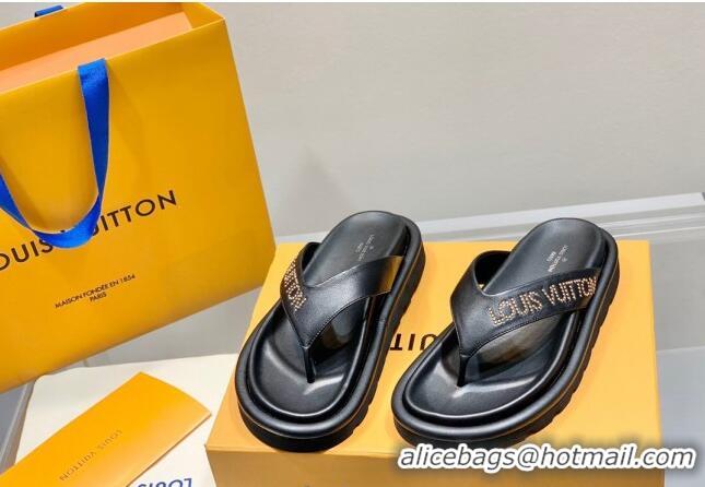 Low Cost Louis Vuitton Pool Pillow Thong Flat Slide Sandals Black 062002