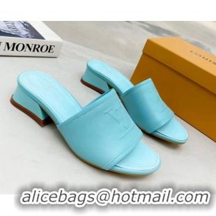 Pretty Style Louis Vuitton Magnetic LV Heel Slide Sandals 3.5cm Blue 062003