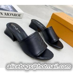 Luxurious Louis Vuitton Magnetic LV Heel Slide Sandals 3.5cm Black 062004