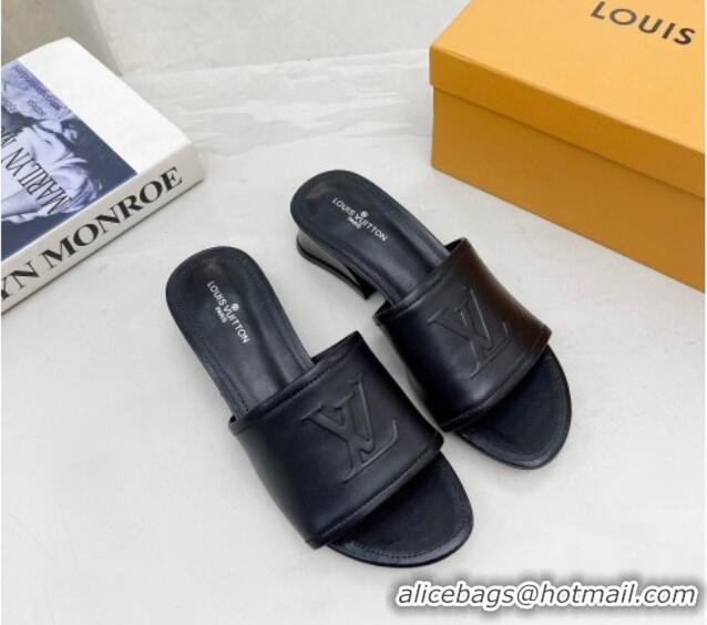 Luxurious Louis Vuitton Magnetic LV Heel Slide Sandals 3.5cm Black 062004