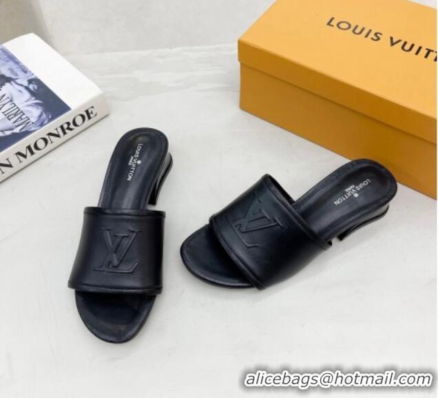 Luxurious Louis Vuitton Magnetic LV Heel Slide Sandals 3.5cm Black 062004