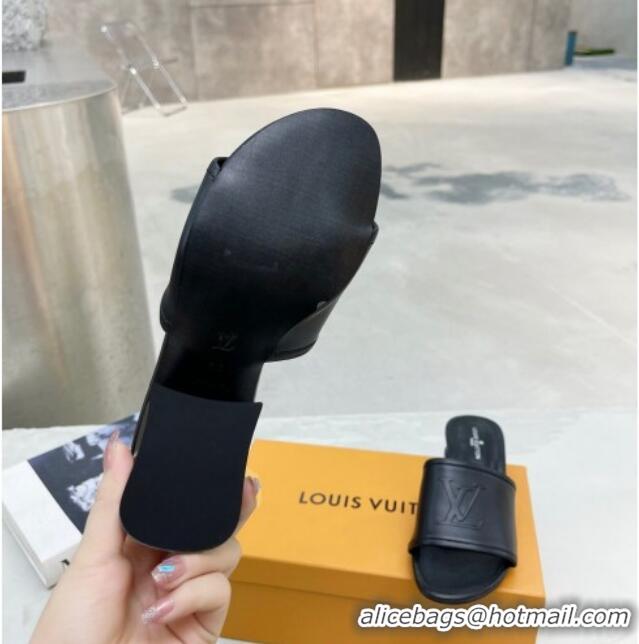 Luxurious Louis Vuitton Magnetic LV Heel Slide Sandals 3.5cm Black 062004