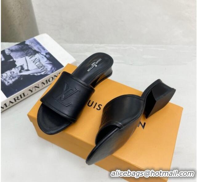 Luxurious Louis Vuitton Magnetic LV Heel Slide Sandals 3.5cm Black 062004