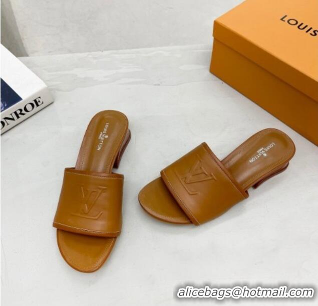 Good Quality Louis Vuitton Magnetic LV Heel Slide Sandals 3.5cm Brown 062005