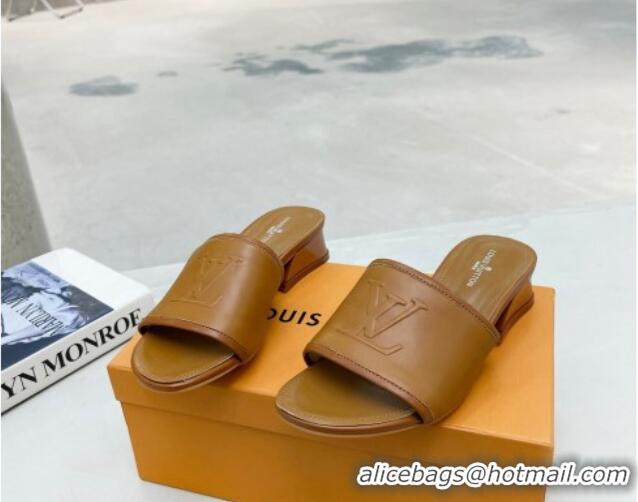 Good Quality Louis Vuitton Magnetic LV Heel Slide Sandals 3.5cm Brown 062005