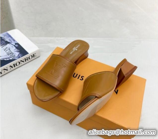 Good Quality Louis Vuitton Magnetic LV Heel Slide Sandals 3.5cm Brown 062005