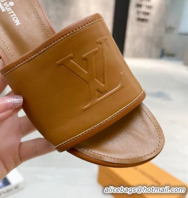 Good Quality Louis Vuitton Magnetic LV Heel Slide Sandals 3.5cm Brown 062005