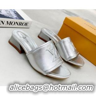 Luxury Louis Vuitton Magnetic LV Heel Slide Sandals 3.5cm Silver 062007